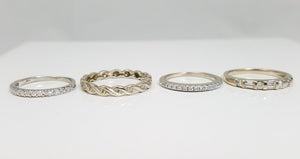 Four 14k White Gold Natural Diamond Anniversary Ring Band Lot