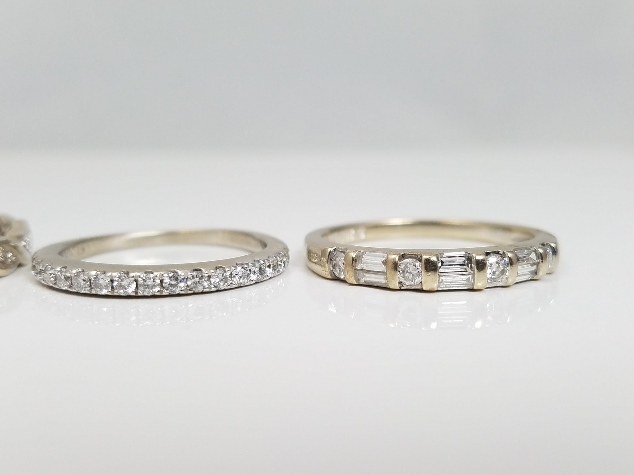 Four 14k White Gold Natural Diamond Anniversary Ring Band Lot