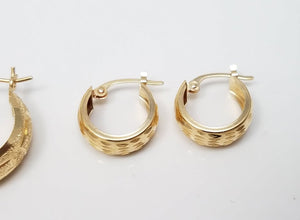 Three Pairs of 14k Yellow Gold Hoops