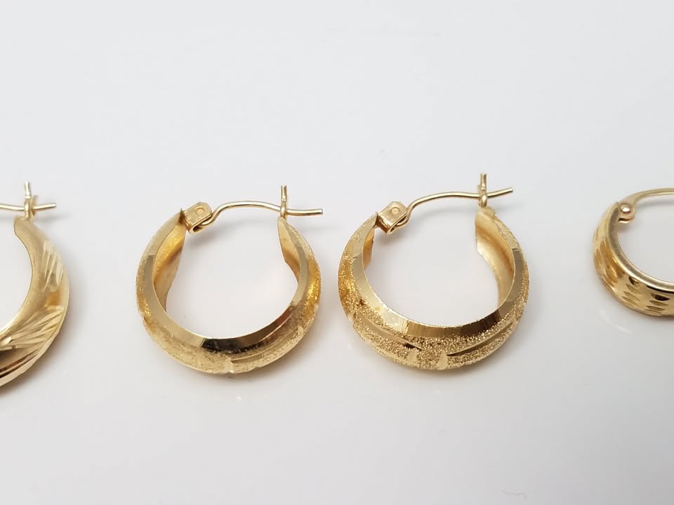 Three Pairs of 14k Yellow Gold Hoops