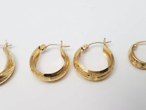 Three Pairs of 14k Yellow Gold Hoops