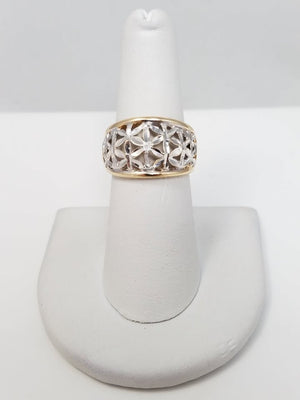 Dazzling 10k Two Tone Gold Diamond Cut Ring Band