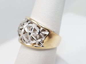 Dazzling 10k Two Tone Gold Diamond Cut Ring Band