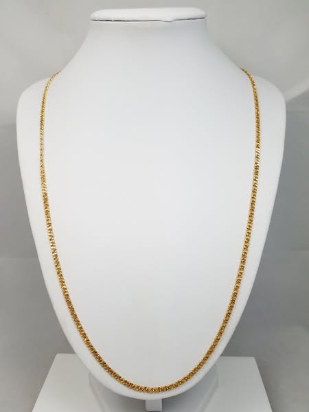 Flashy 23.5" Solid 22k Yellow Gold Diamond Cut Fancy Link Chain