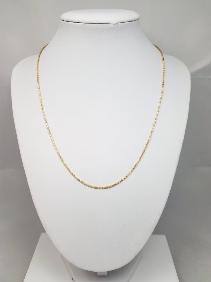 Sleek 14k Yellow Gold Solid Round Wheat 18" Chain