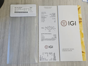 NEW IGI Certified 3.36ct Lab Grown Round Brilliant Diamond VS2-F