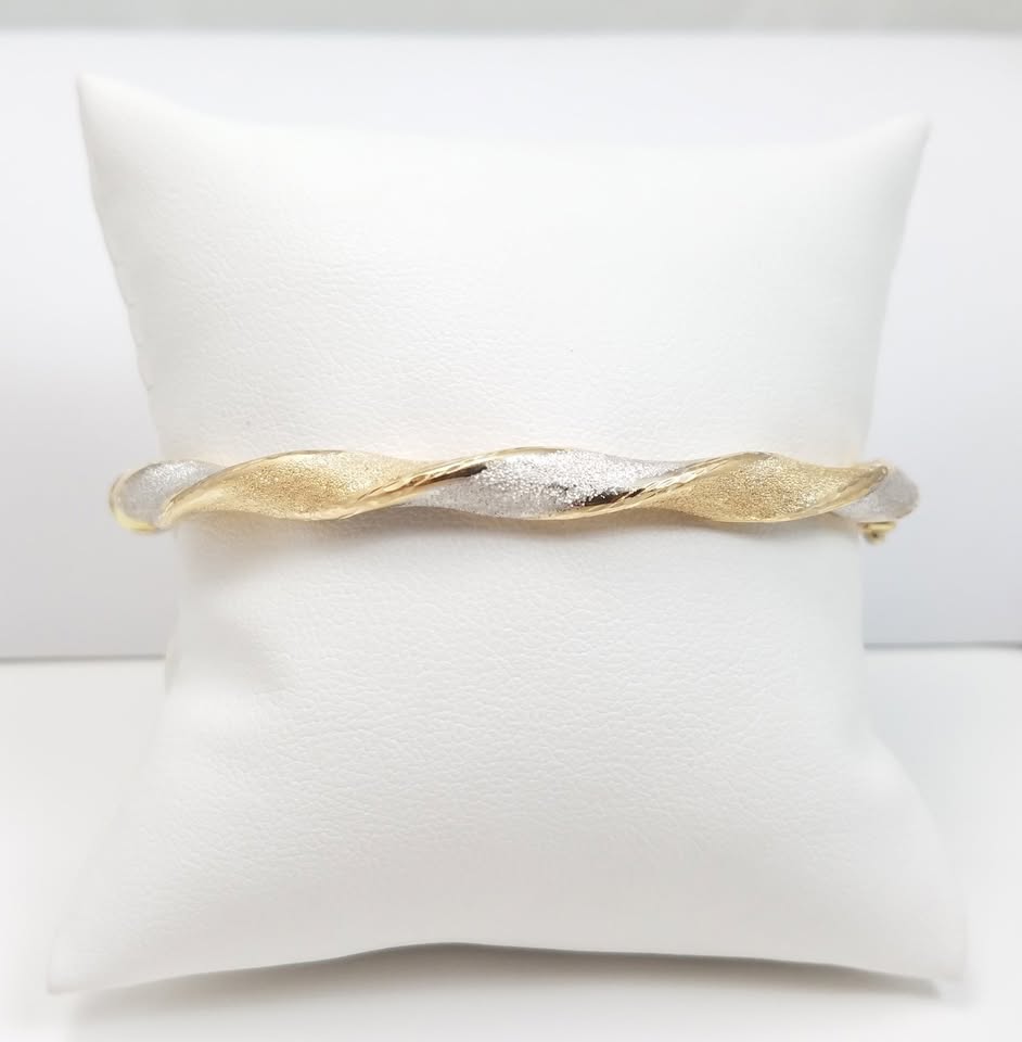 Wonderful 14k Two Tone Gold Spiral Bangle Bracelet