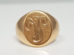 Classic Solid 8k Yellow Gold Vintage Signet Ring