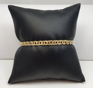 Attractive 7.5" Solid 14k Yellow Gold Diamond Cut Fancy Link Bracelet