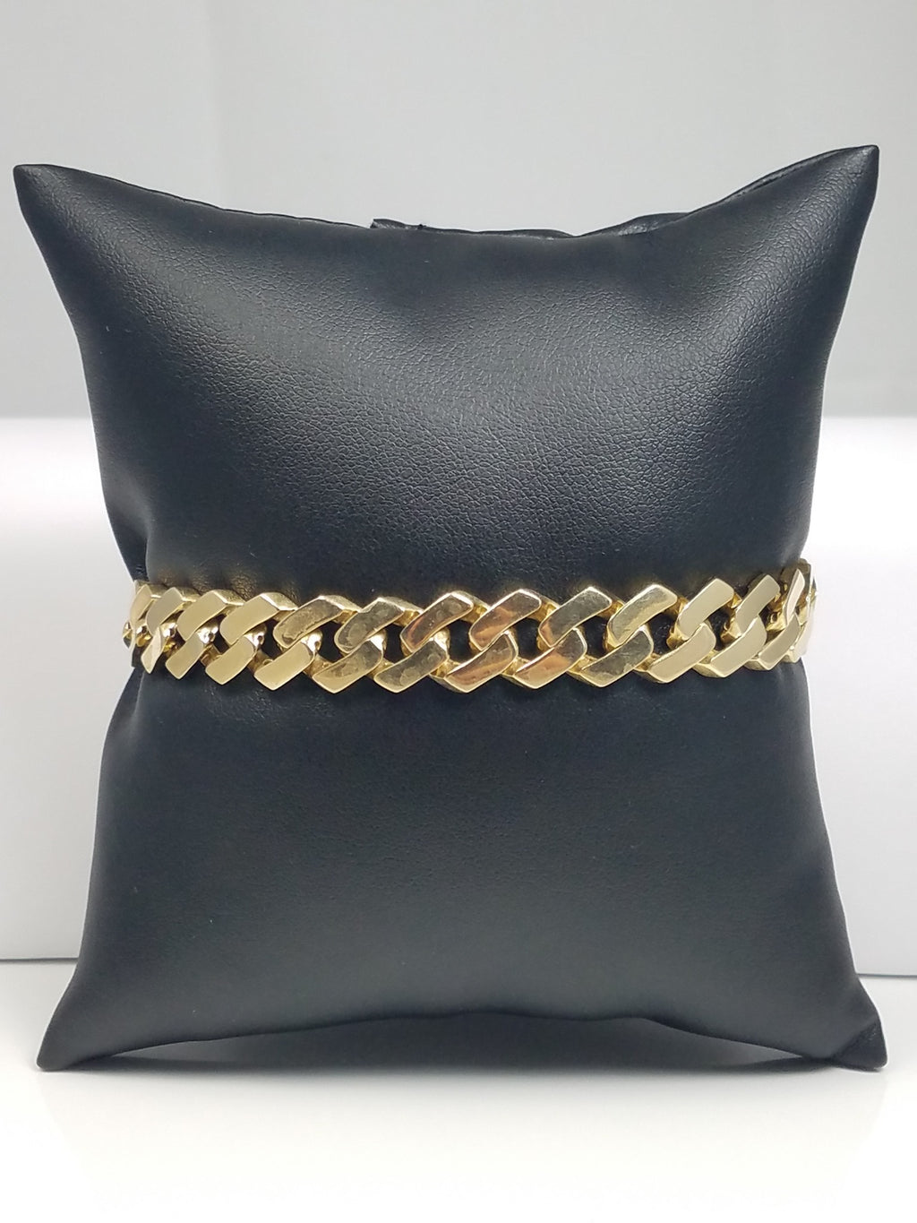 Sporty 8.25" Hollow 10k Yellow Gold Fancy Curb Link Bracelet