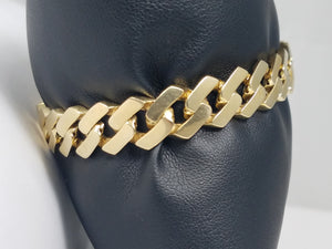 Sporty 8.25" Hollow 10k Yellow Gold Fancy Curb Link Bracelet