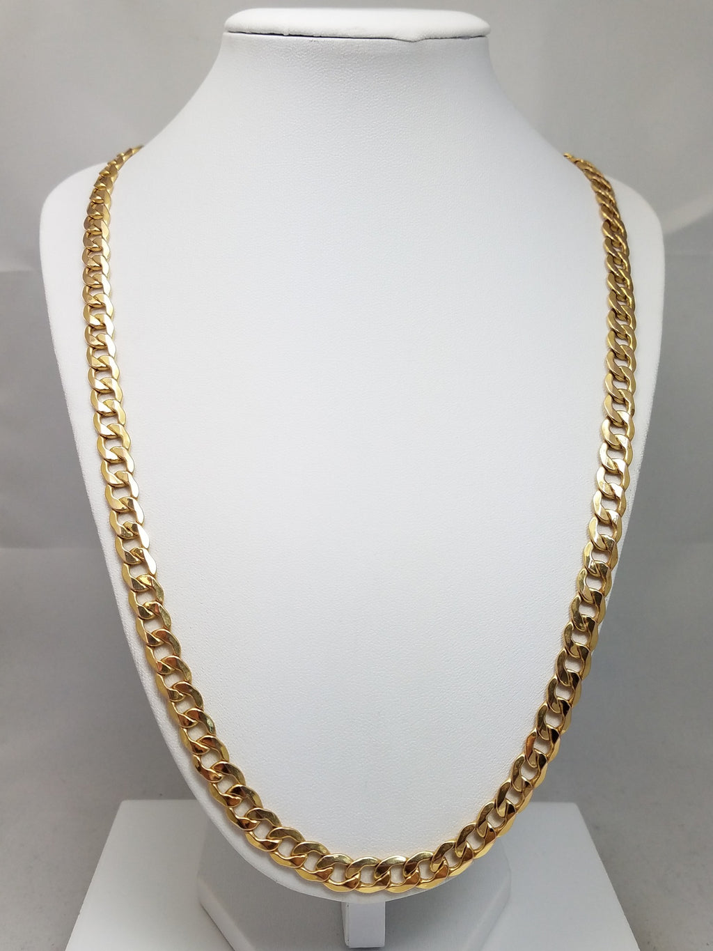 Sporty 26" Hollow 14k Yellow Gold Curb Link Chain Necklace