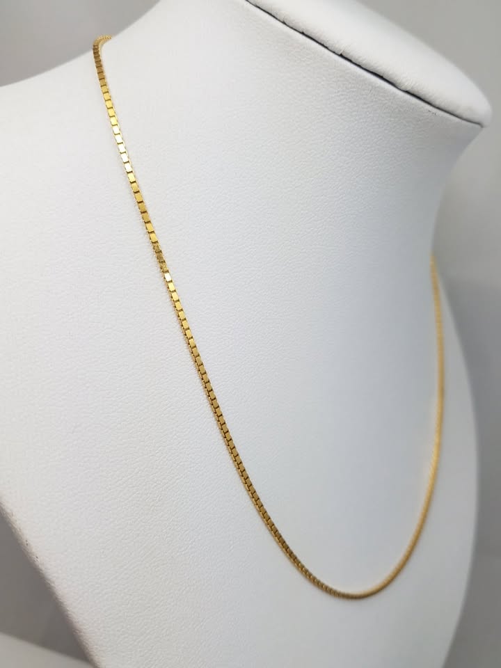 Classic 16" Solid 14k Yellow Gold Box Link Chain Necklace