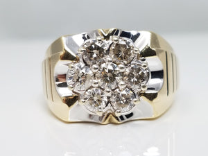 Dapper Men's 10k Two Tone Gold Natural Diamond Cluster Ring
