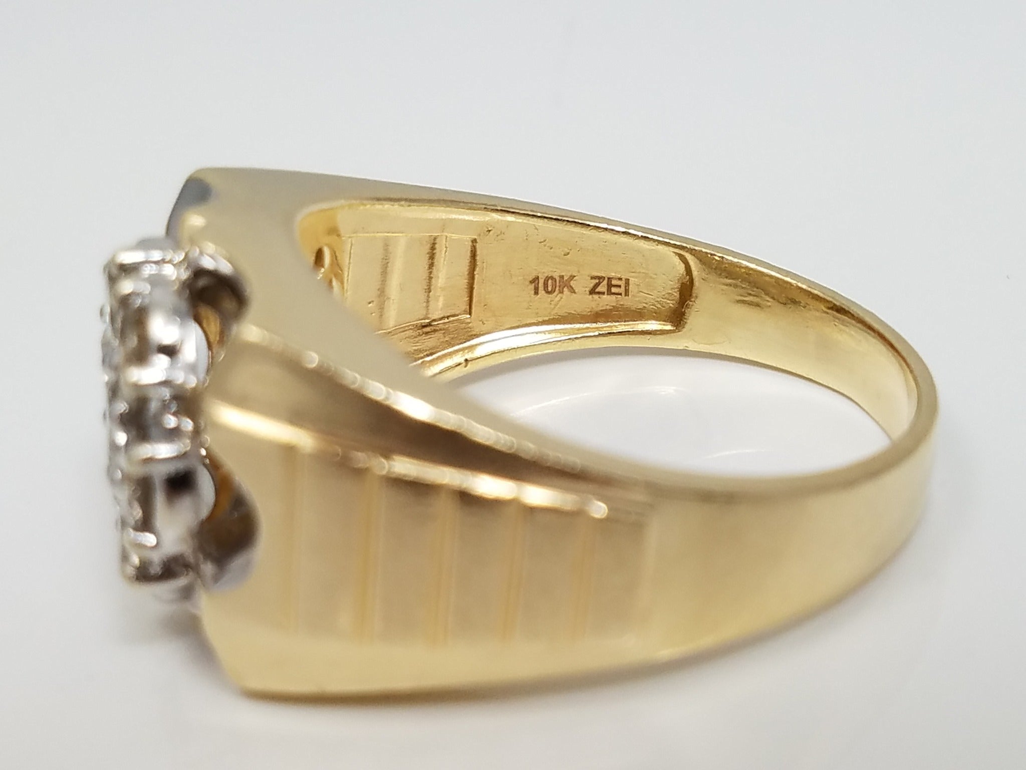 Dapper Men's 10k Two Tone Gold Natural Diamond Cluster Ring