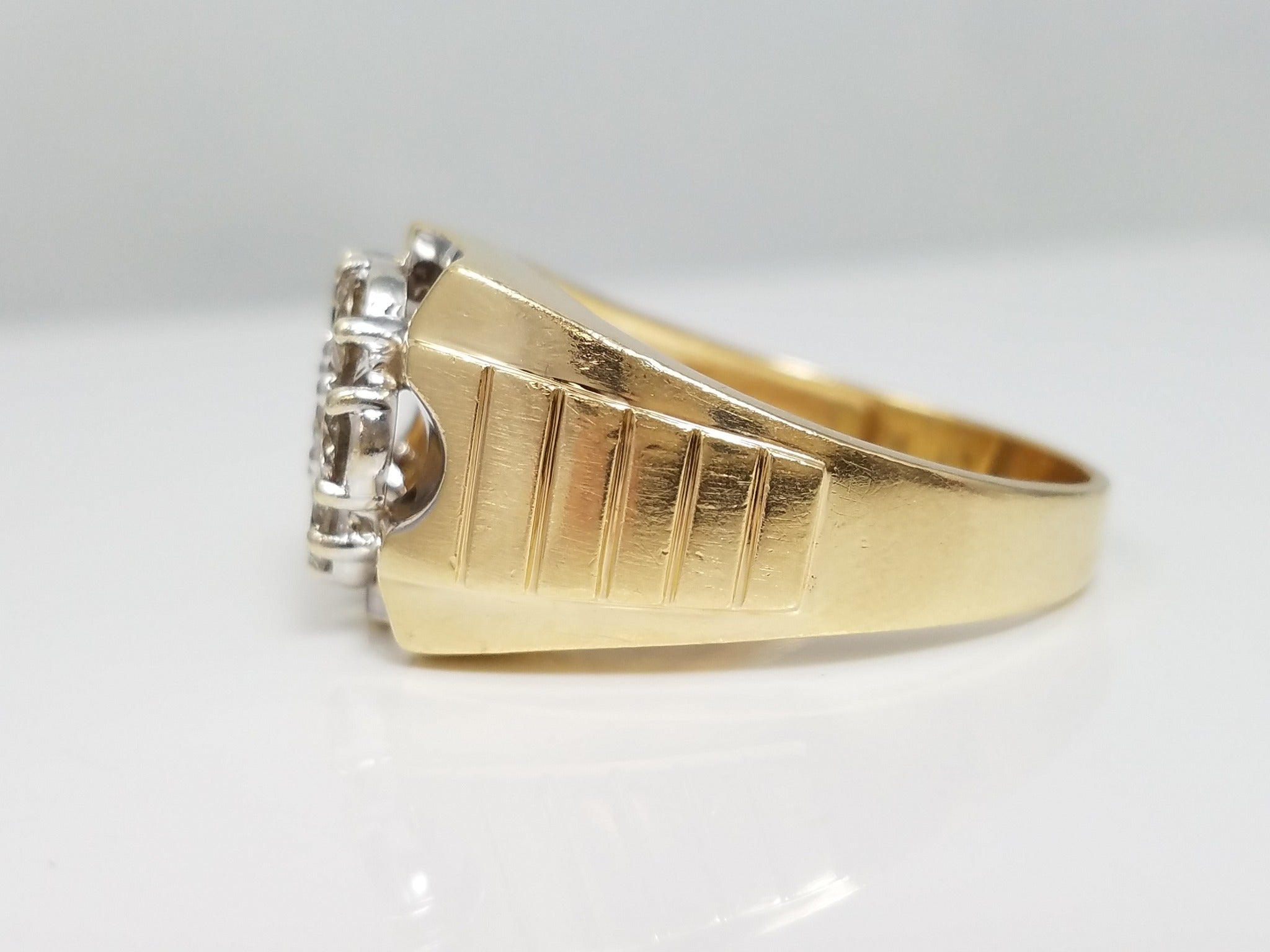 Dapper Men's 10k Two Tone Gold Natural Diamond Cluster Ring