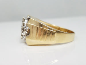 Dapper Men's 10k Two Tone Gold Natural Diamond Cluster Ring