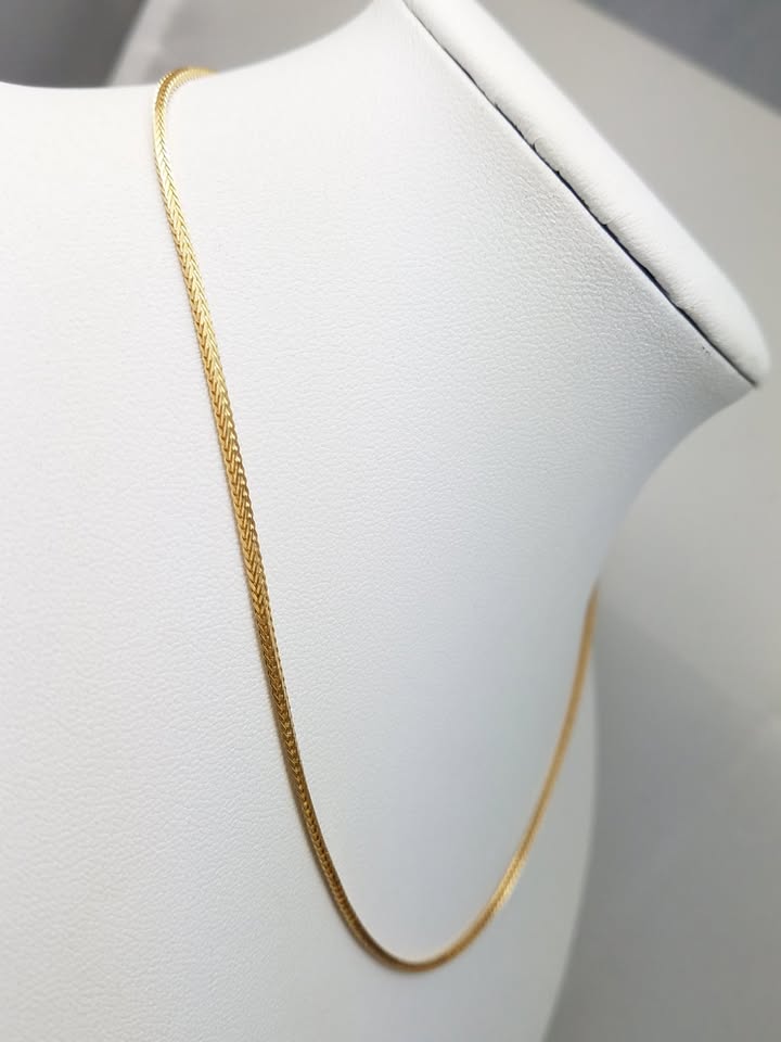 Elegant 15" Solid Foxtail Link Necklace in 14k Yellow Gold