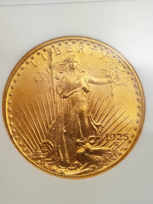Majestic Certified 1925 US St Gaudens $20 Gold Coin MS-64