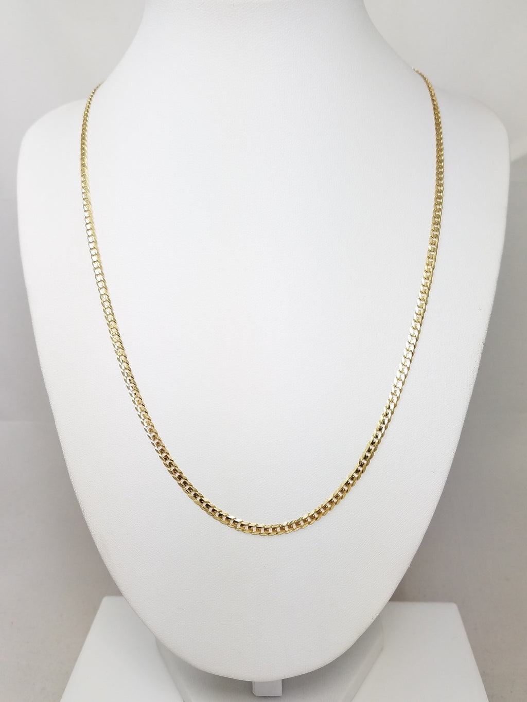 Sleek 14k Yellow Gold Solid Micro Concave Curb Link 20" Chain