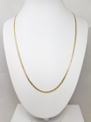 Sleek 14k Yellow Gold Solid Micro Concave Curb Link 20" Chain