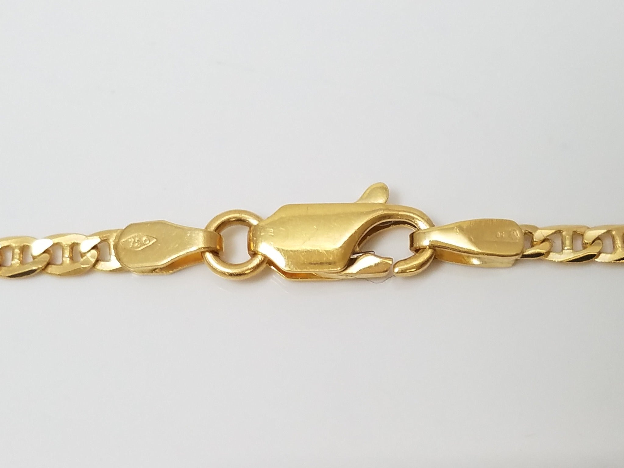 Traditional 23.5" Solid 18k Yellow Gold Mariner Link Chain Necklace Italy