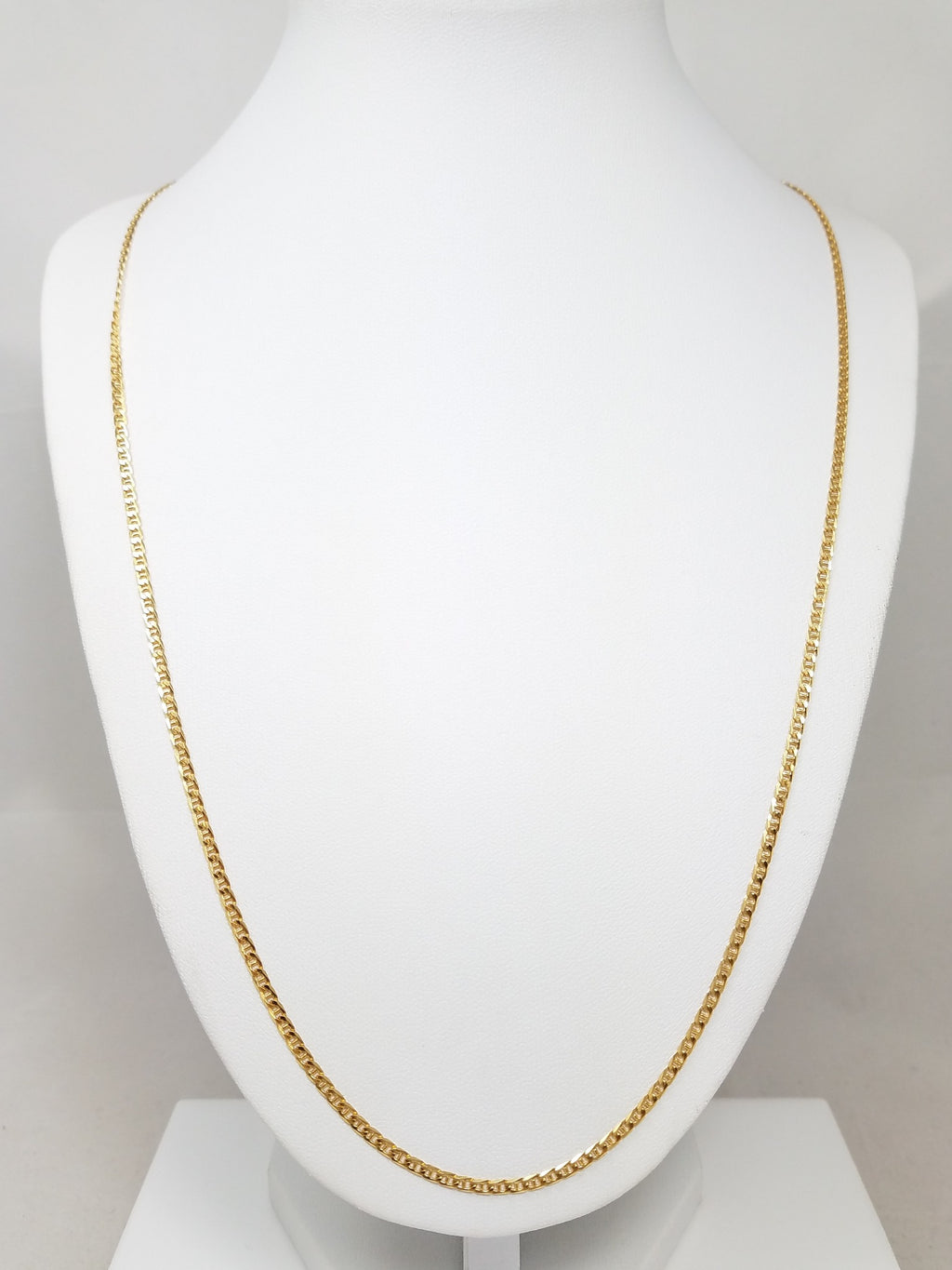 Traditional 23.5" Solid 18k Yellow Gold Mariner Link Chain Necklace Italy