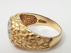 Rustic 10k Two Tone Gold Natural Diamond Nugget Ring