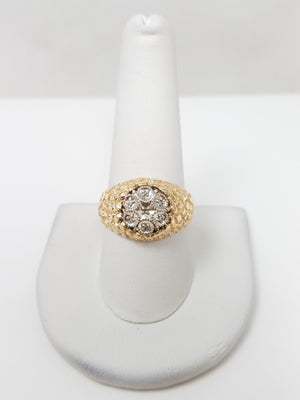 Rustic 10k Two Tone Gold Natural Diamond Nugget Ring