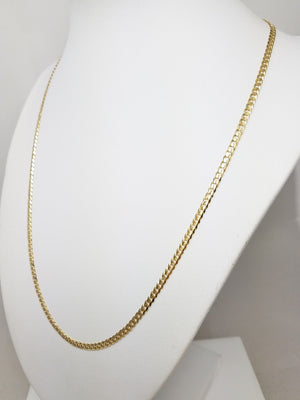 Sleek 14k Yellow Gold Solid Micro Concave Curb Link 20" Chain