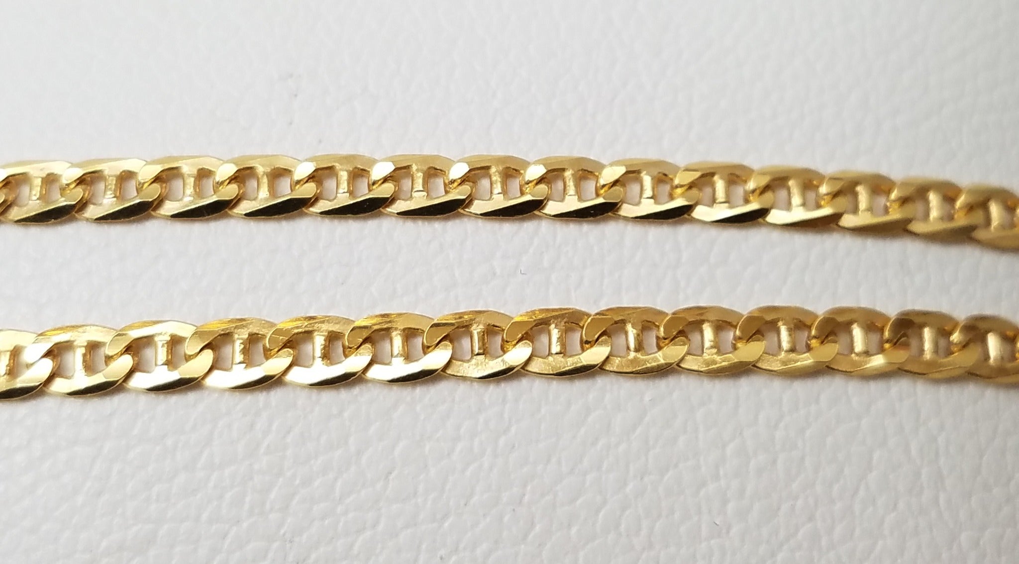 Traditional 23.5" Solid 18k Yellow Gold Mariner Link Chain Necklace Italy