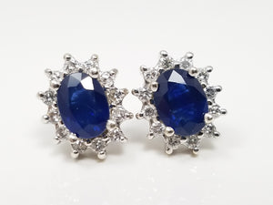 $4,000 Retail EFFY 2.75ctw Sapphire & 0.75ctw Natural Diamond 14k White Gold Earrings