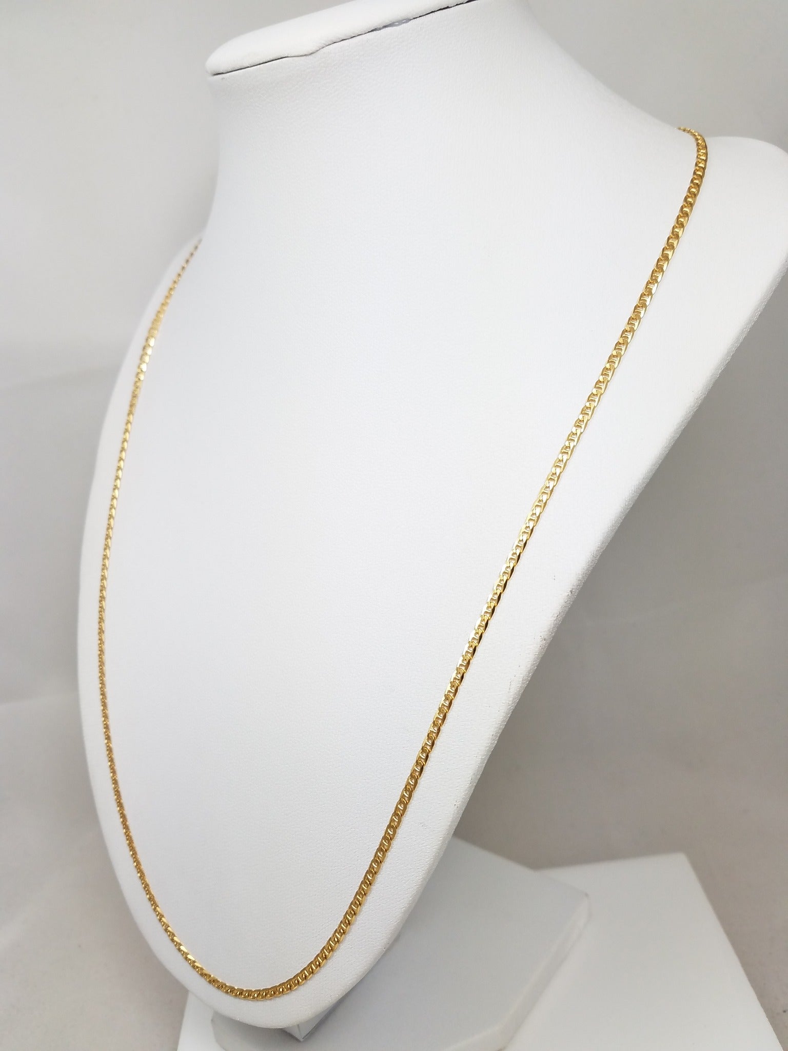 Traditional 23.5" Solid 18k Yellow Gold Mariner Link Chain Necklace Italy