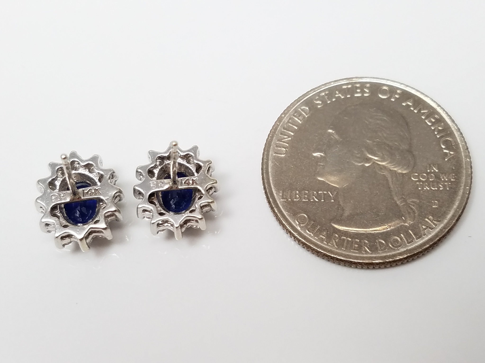 $4,000 Retail EFFY 2.75ctw Sapphire & 0.75ctw Natural Diamond 14k White Gold Earrings