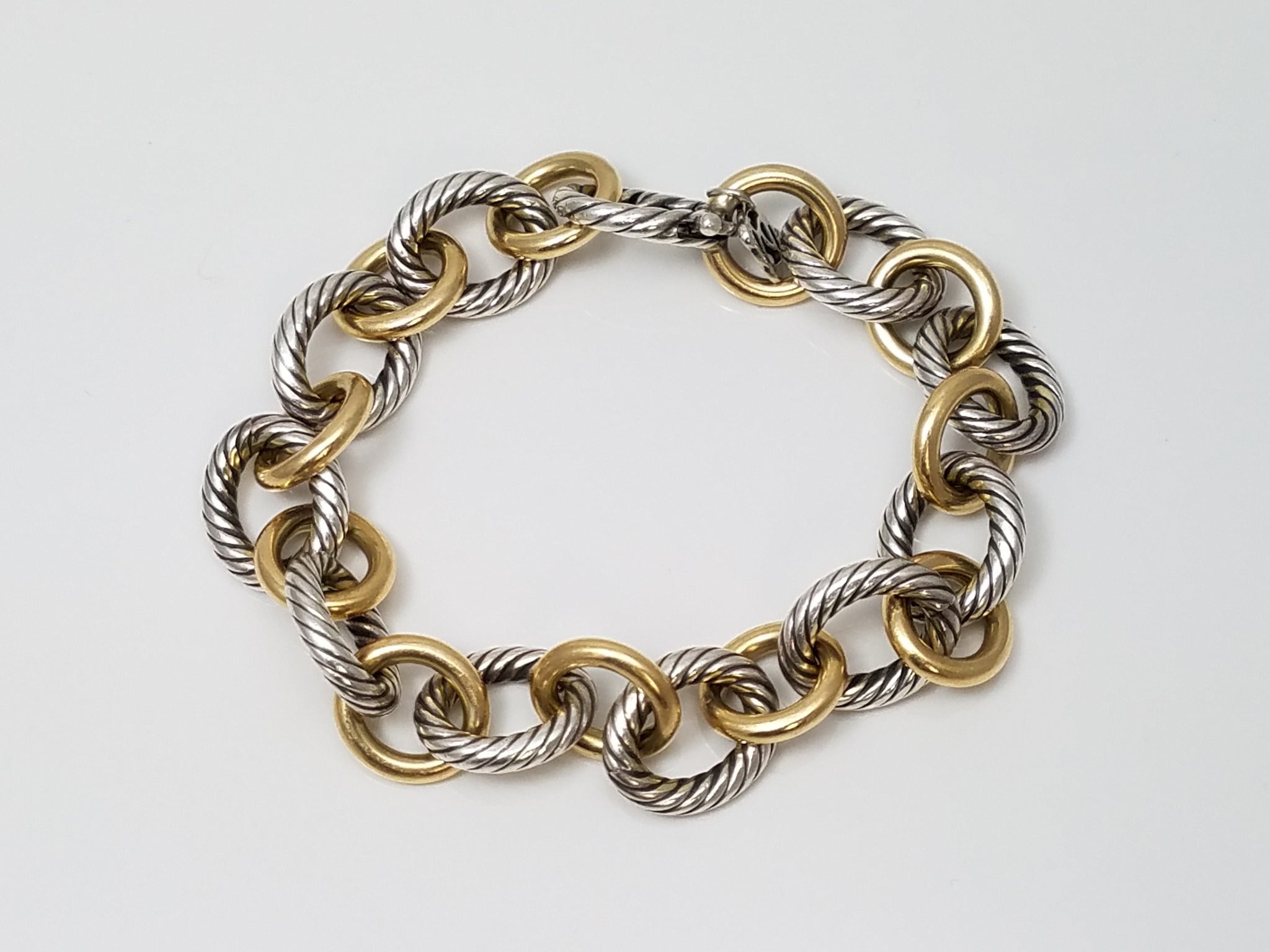 Vintage David Yurman 18k Gold/Sterling Link 8" Bracelet