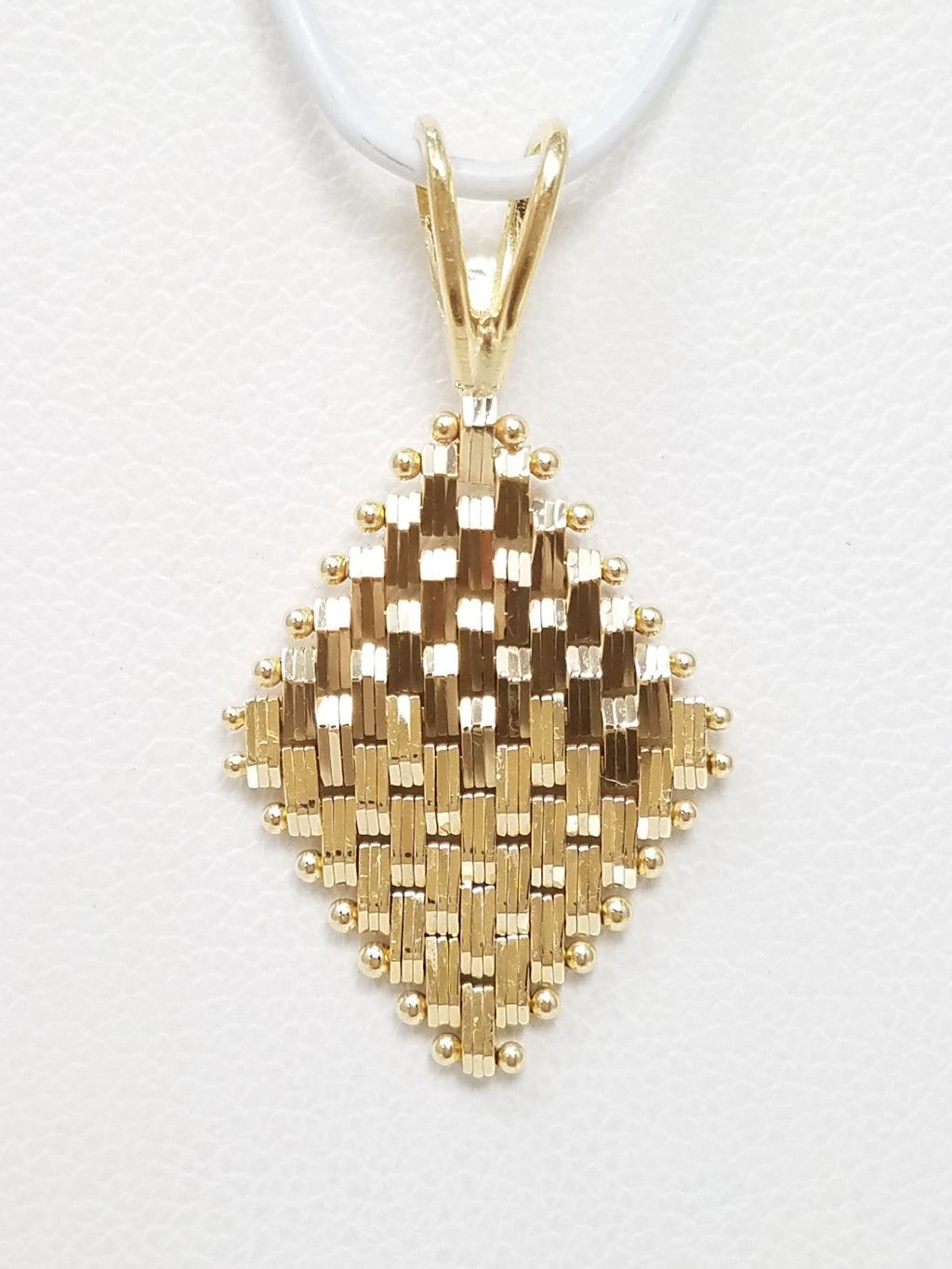 Diamond Shaped Riccio Link 14k Yellow Gold Pendant