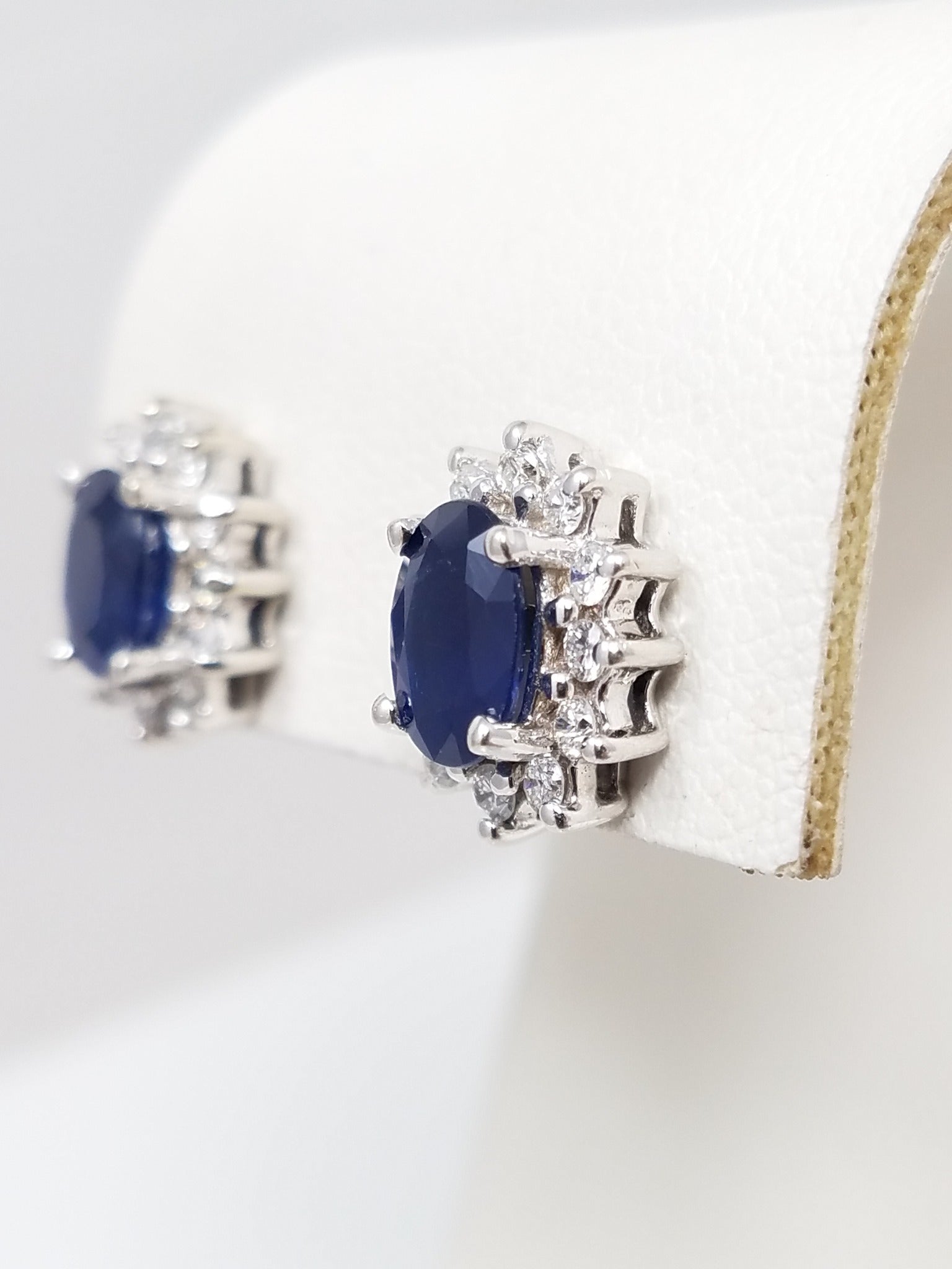 $4,000 Retail EFFY 2.75ctw Sapphire & 0.75ctw Natural Diamond 14k White Gold Earrings