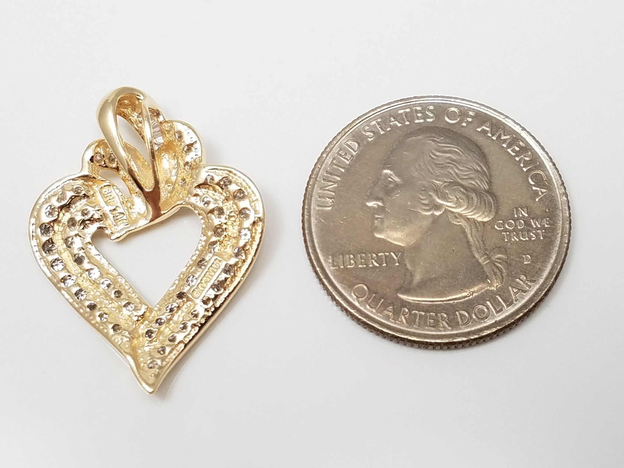 Sweet 14k Yellow Gold Natural Diamond Heart Pendant