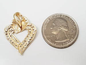 Sweet 14k Yellow Gold Natural Diamond Heart Pendant