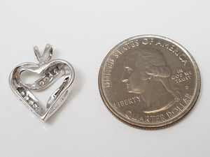 Classic 10k White Gold Natural Diamond Heart Pendant