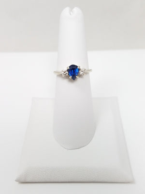 Lovely Natural Sapphire Diamond 14k White Gold Ring