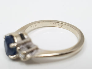 Lovely Natural Sapphire Diamond 14k White Gold Ring