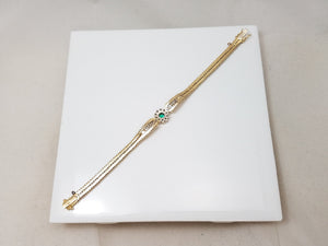 Exquisite 7" 14k Yellow Gold Natural Emerald Diamond Custom Bracelet
