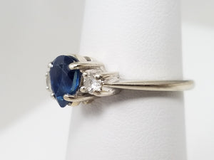 Lovely Natural Sapphire Diamond 14k White Gold Ring