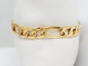 Luxurious 18k Yellow Gold 7.25" Hollow Figaro Link Bracelet