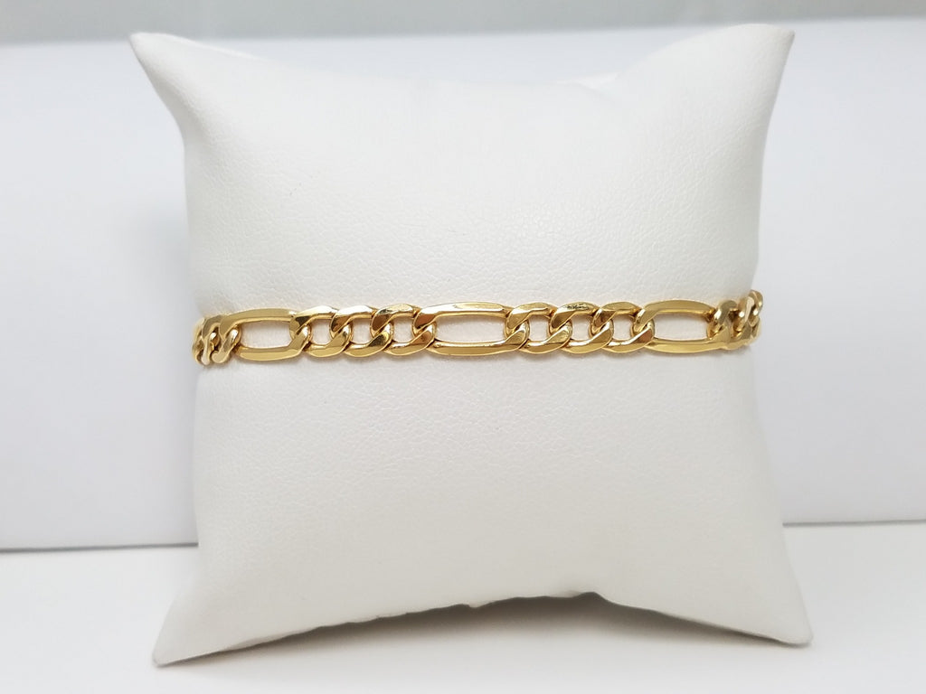 Luxurious 18k Yellow Gold 7.25" Hollow Figaro Link Bracelet