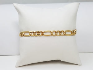 Luxurious 18k Yellow Gold 7.25" Hollow Figaro Link Bracelet