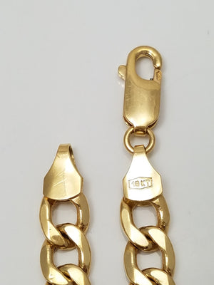 Luxurious 18k Yellow Gold 7.25" Hollow Figaro Link Bracelet