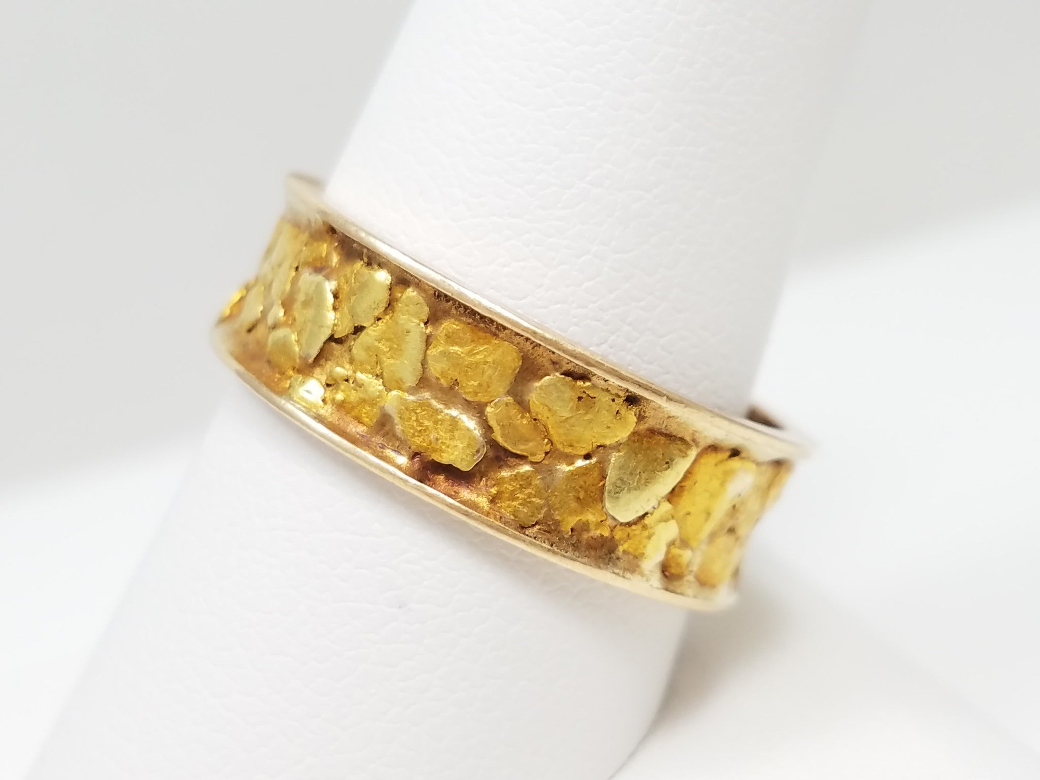 Extraordinary Vintage 22k Natural Gold Nugget 10k Yellow Gold Ring Band