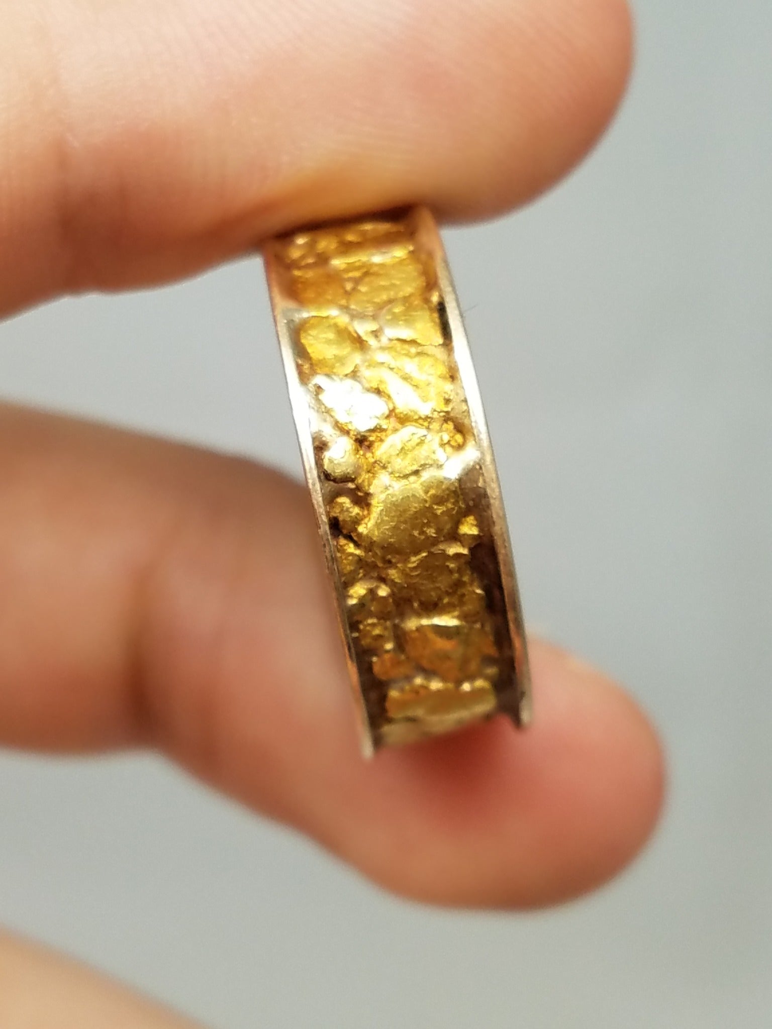 Extraordinary Vintage 22k Natural Gold Nugget 10k Yellow Gold Ring Band